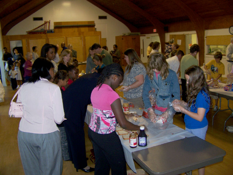sandwich-making for a local food bank